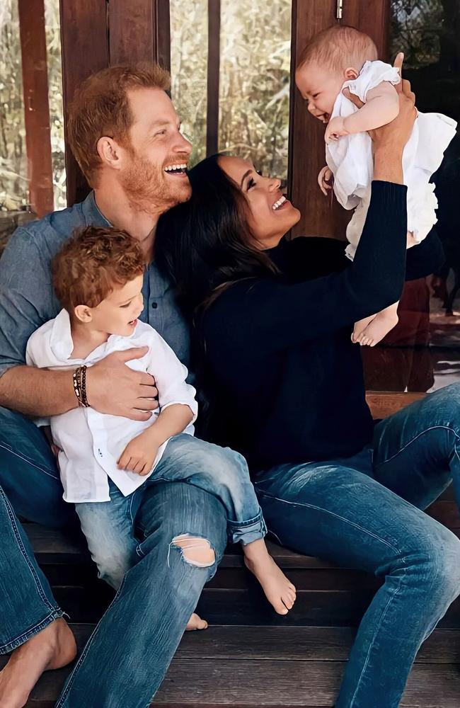 The Duke and Duchess of Sussex and their children Archie &amp; Lilibet in their 2021 Christmas card.