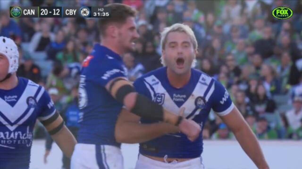 Salmon's "WEAK GUTTED DOG" celebration