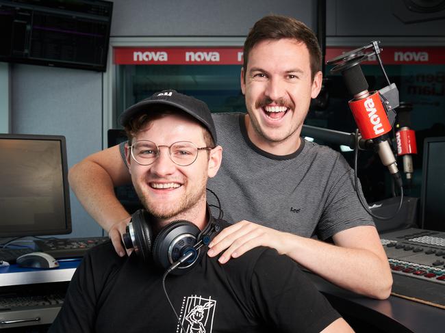 Nova 919’s new breakfast hosts Ben Harvey and Liam Stapleton. Picture: MATT LOXTON.