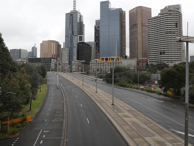 MELBOURNE, AUSTRALIA- NewsWire Photos SEPTEMBER 17, 2020: An empty Batman Avenue going into the CBD during stage four COVID-19 lockdown in Melbourne. Picture: NCA NewsWire/ David Crosling
