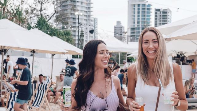 The beach bar trial at Kurrawa on the Gold Coast - visitors on the foreshore deck.