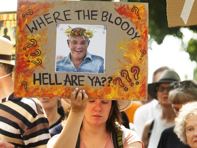 Protesters have waited outside Kirribilli House for the PM. Picture: Jenny Evans/Getty Images.