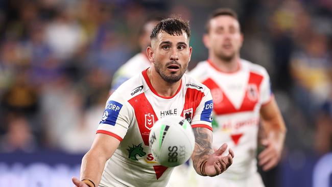 SYDNEY, AUSTRALIA – APRIL 03: Jack Bird of the Dragons passes during the round four NRL match between the Parramatta Eels and the St George Illawarra Dragons at CommBank Stadium, on April 03, 2022, in Sydney, Australia. (Photo by Mark Kolbe/Getty Images)