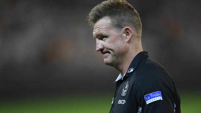 Collingwood coach Nathan Buckley during the loss to Hawthorn.