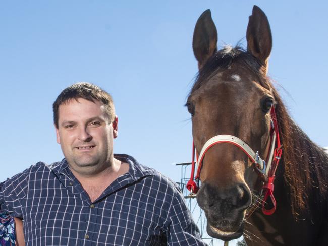 Stacey and Tony Newing with Rock Sonic, and Charmed Princess - who will run on Ramornie Day.