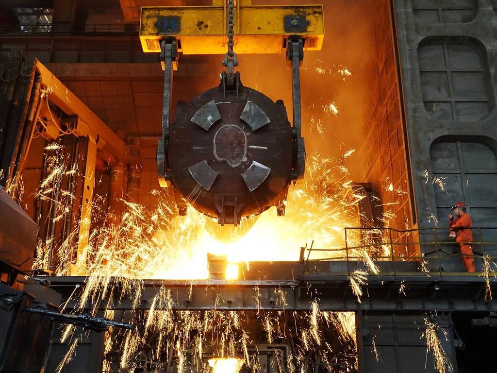 A furnace a steel plant in Dalian, China. Picture: Reuters