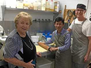 REUNION: Merle Jochhiem says she remembers Thanh as a "weak and skinny” 17-year-old boy when he first came to work in the family's famous pie shop. Picture: Stephen Darwen