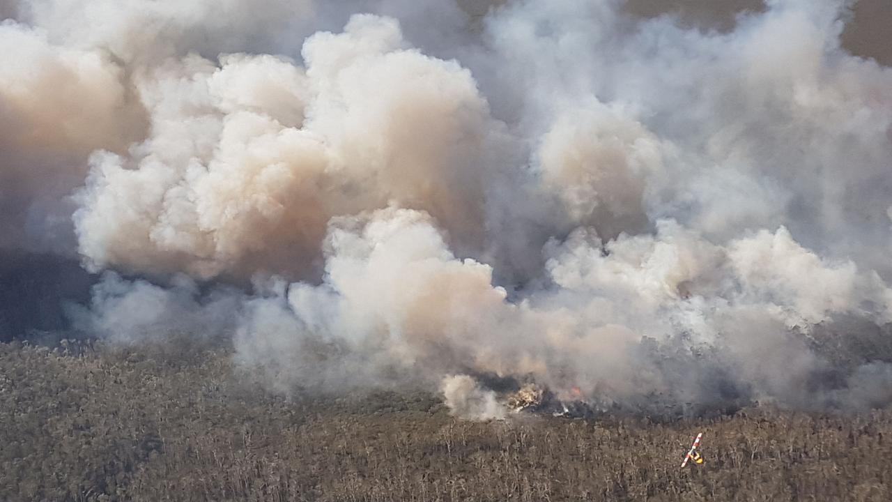 The out-of-control bushfire at Peregian. Picture: QFES/AFP