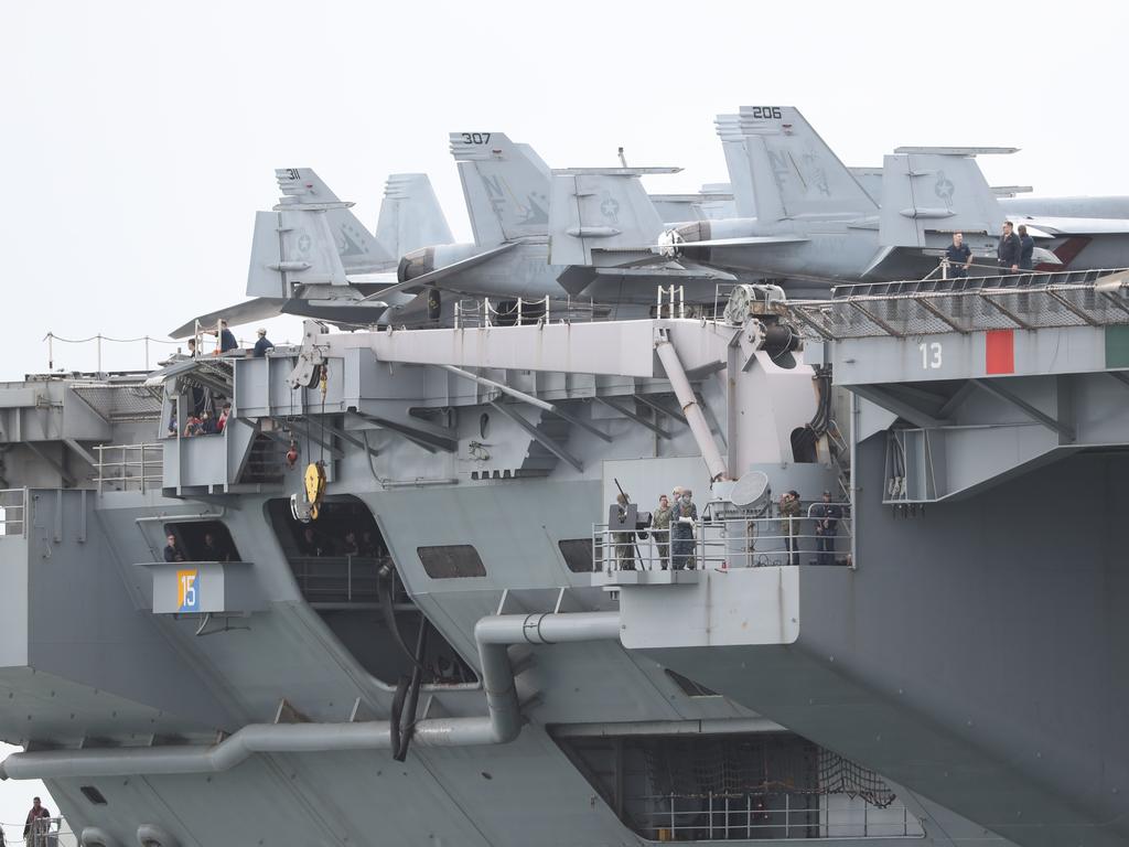 The USS Ronald Reagan arrives in Brisbane. Pic Peter Wallis