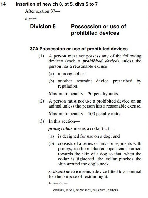 Dog owners have been left confused by proposed changes to Queensland's animal welfare laws after seeing a line stating “other devices” may become restricted.