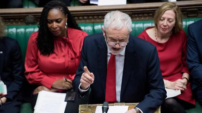 Labour leader Jeremy Corbyn fires off a salvo in the Commons on Thursday. Picture: AFP