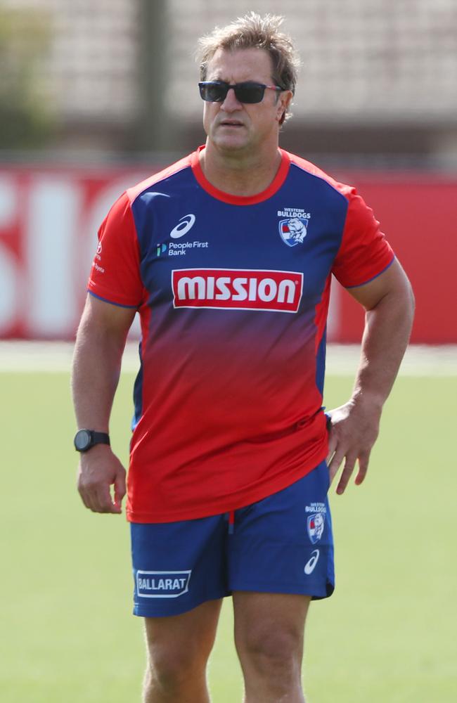 Luke Beveridge is facing a start to the season without his star forward. Picture: David Crosling