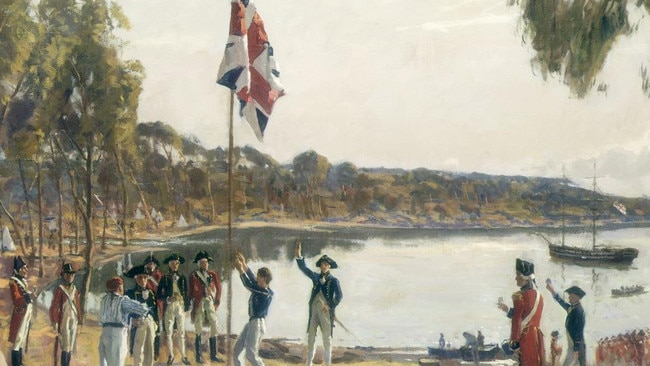 The Founding of Australia painting by Algernon Talmage. Picture: State Library of NSW