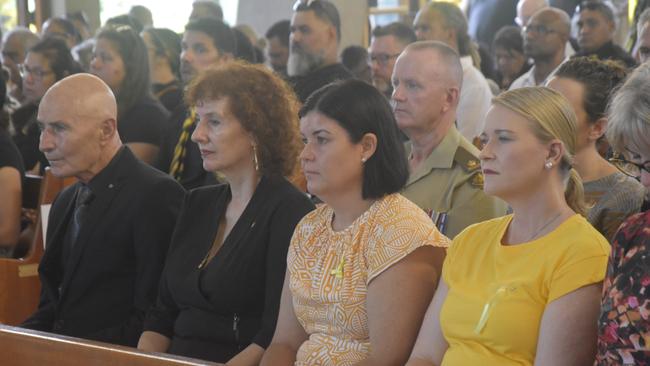 Administrator of the Northern Territory Hugh Heggie, Ruth Jones, Chief Minister Natasha Fyles, and Nicole Manison MLA paid tribute to Mr Costa on Wednesday. Picture: Sierra Haigh