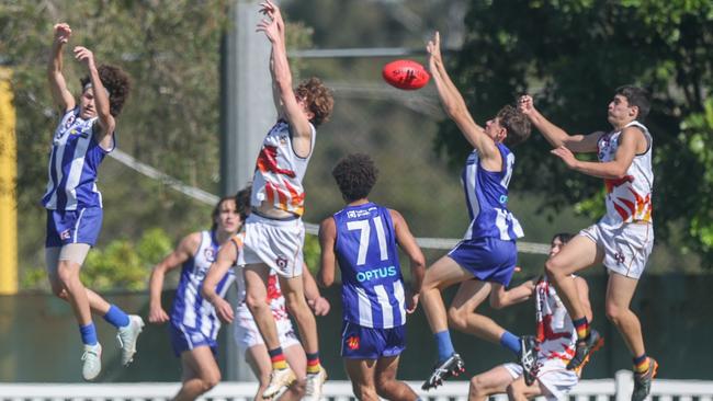 QAFL Colts action between the Mt Gravatt Vultures and Noosa at Mt Gravatt on May 24, 2025. Picture: Stephen Archer.