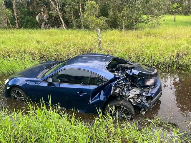 Emergency crews were called to a multi-vehicle crash on Keeleys Rd caused after a driver tried to avoid ducks crossing the road. Picture: Luke Lay