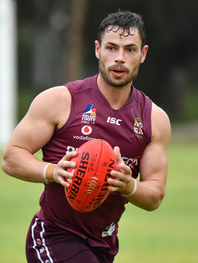 Lewis Crawford was one of PAOC’s best on Saturday as the Old Reds juggernaut rolled on. Picture: AAP/Keryn Stevens