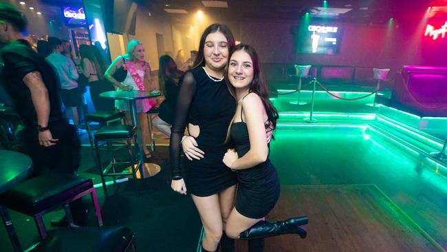 Shaylee Megrath and Tianne Schroeder at Cocktails Nightclub. Picture: Lucas Linck
