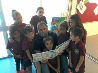 CLOSING THE GAP: Cherbourg teacher Bevan Costello with his students.