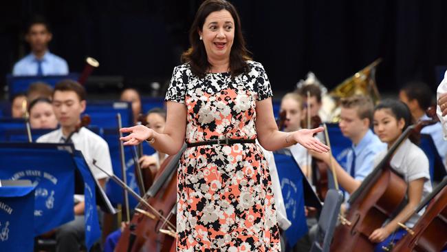 Premier Annastacia Palaszczuk at the Cairns State High School during the campaign. (AAP Image/Darren England)