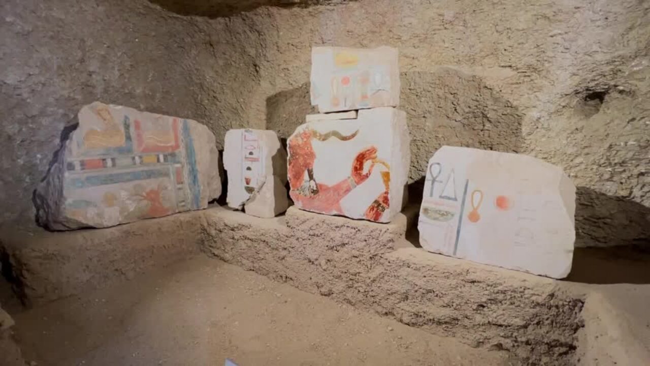 Colorful blocks from Queen Hatshepsut's temple uncovered in Egypt