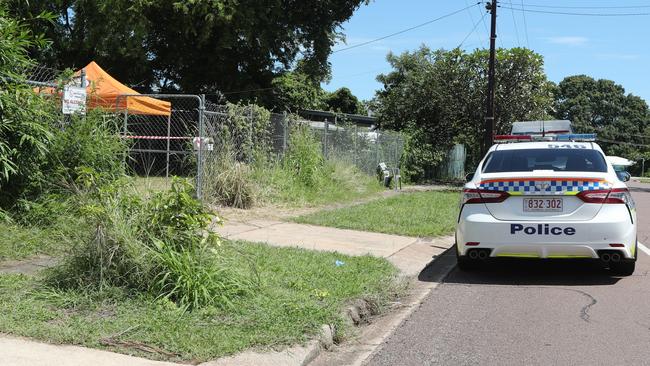 NT Police investigate a suspected domestic violence homicide after a 31-year-old woman allegedly fatally stabbed her 33-year-old partner and a 51-year-old woman at a home in Alawa on Friday, February 28. Picture: Zizi Averill