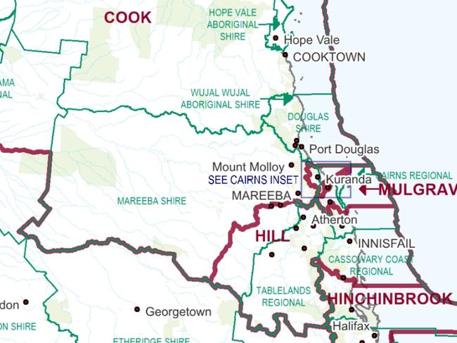 Far North state electorate boundaries. Source: Electoral Commission Queensland.