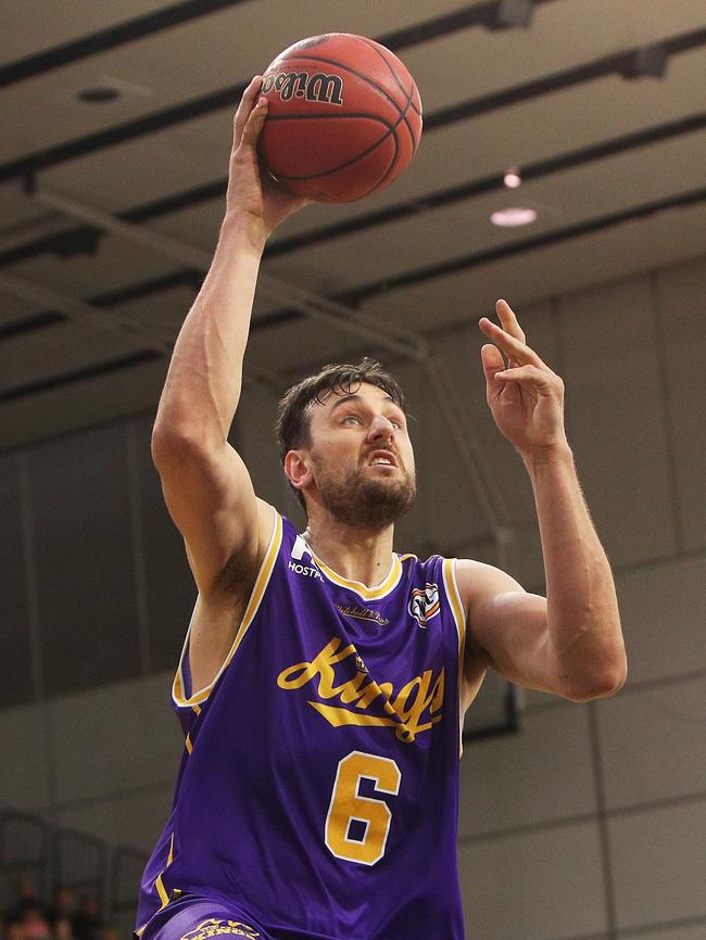 Andrew Bogut in action for the Sydney Kings. Picture: Graham Denholm/Getty