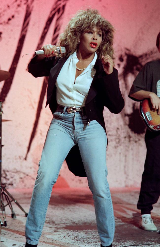 Tina Turner performs on French television in 1989. Picture: AFP