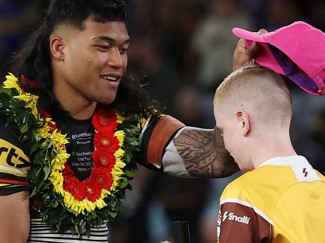 SYDNEY, AUSTRALIA - OCTOBER 02: Brian To'o of the Panthers after winning the 2022 NRL Grand Final match between the Penrith Panthers and the Parramatta Eels at Accor Stadium on October 02, 2022, in Sydney, Australia. (Photo by Cameron Spencer/Getty Images)