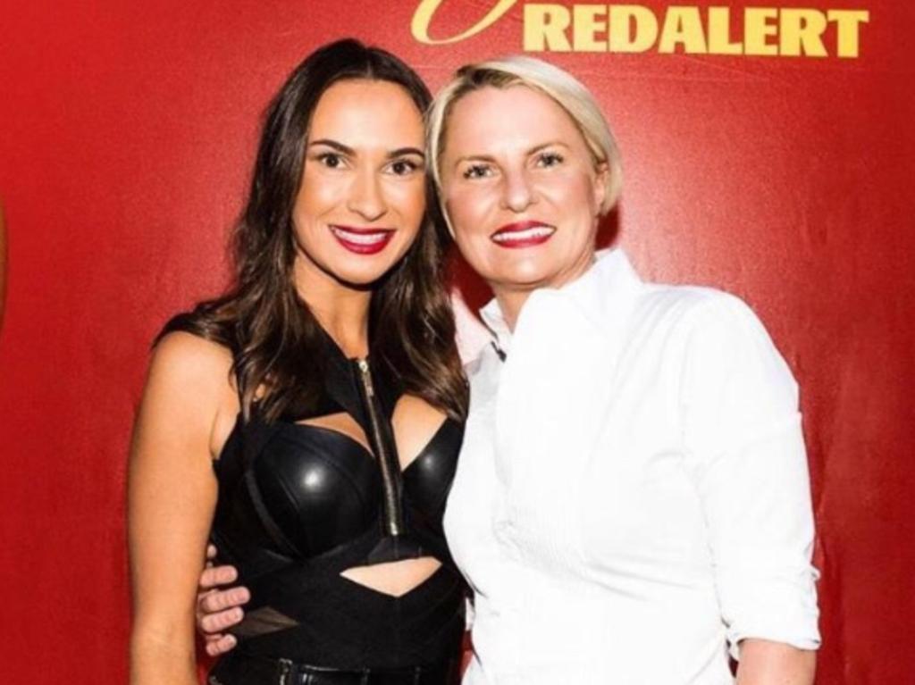 Ms Monaghan (right) with wife Natalie last year. Picture: Supplied