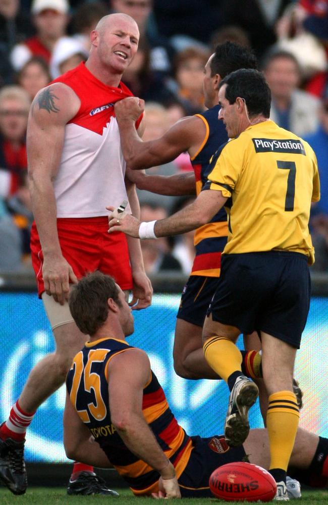 Hall’s strike on Crows defender Ben Rutten was the last straw, and would result in him being booted out of Sydney.