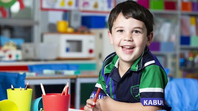 Tullawong Primary School prep students are back at school after COVID-19 restrictions are eased. Seth is happy to be back at school. June 17, 2020. Picture: Renae Droop