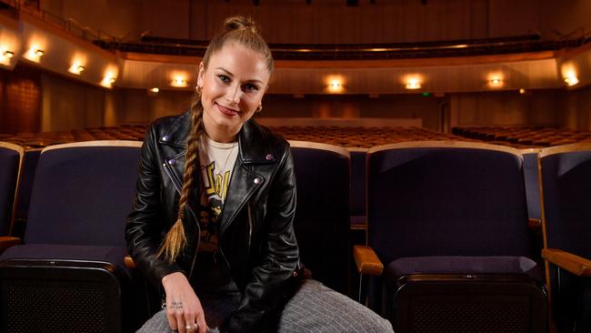 Grace Tame poses for a photograph before the launch of her memoir The Ninth Life of a Diamond Miner. Picture: AAP Image/Bianca De Marchi