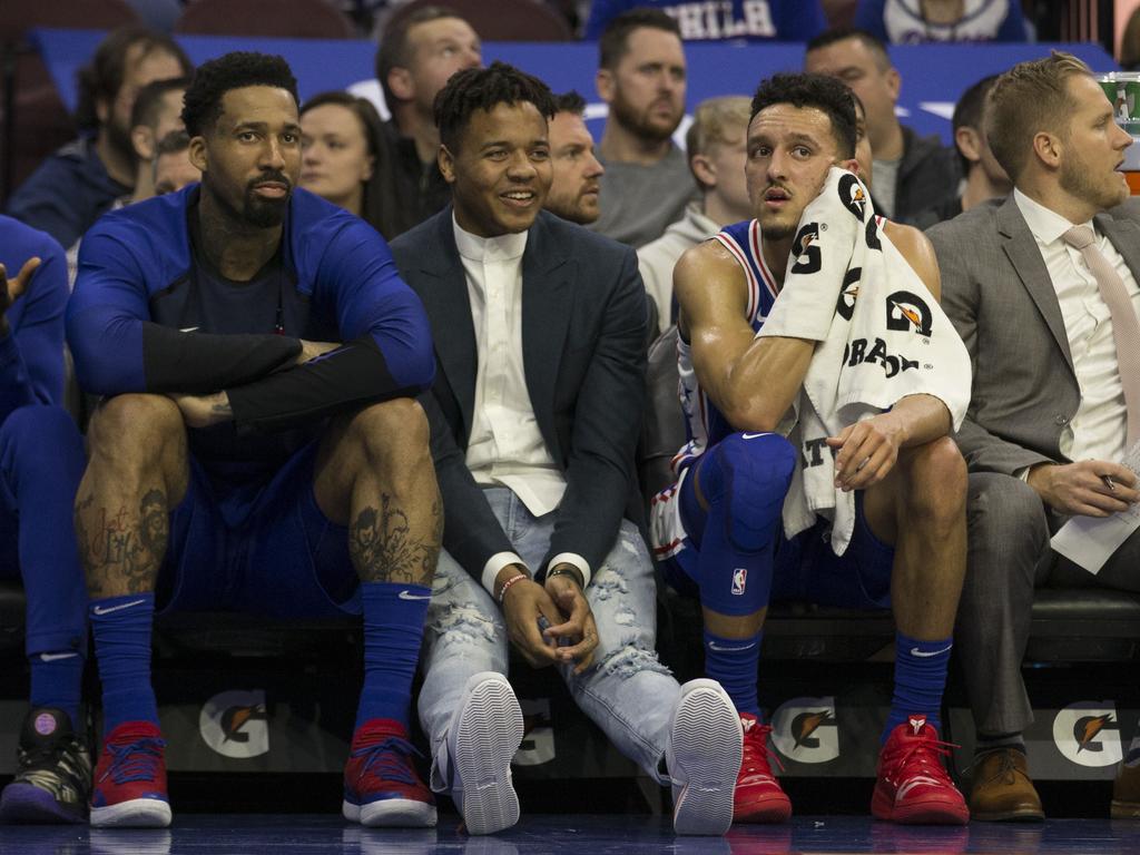 Markelle Fultz watching from the sidelines.