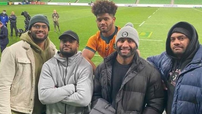 Rob Valetini and his brothers after a Wallabies match.