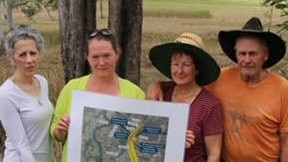 Bauple Progress Association members Marianne Pink, Dani-Lee Kershaw, Lynne Stratford and Ron Stratford are claling for a review of the proposed design of the $268m Tiaro Bypass, saying there has been almost no consultation with the town and the plan has safety problems.