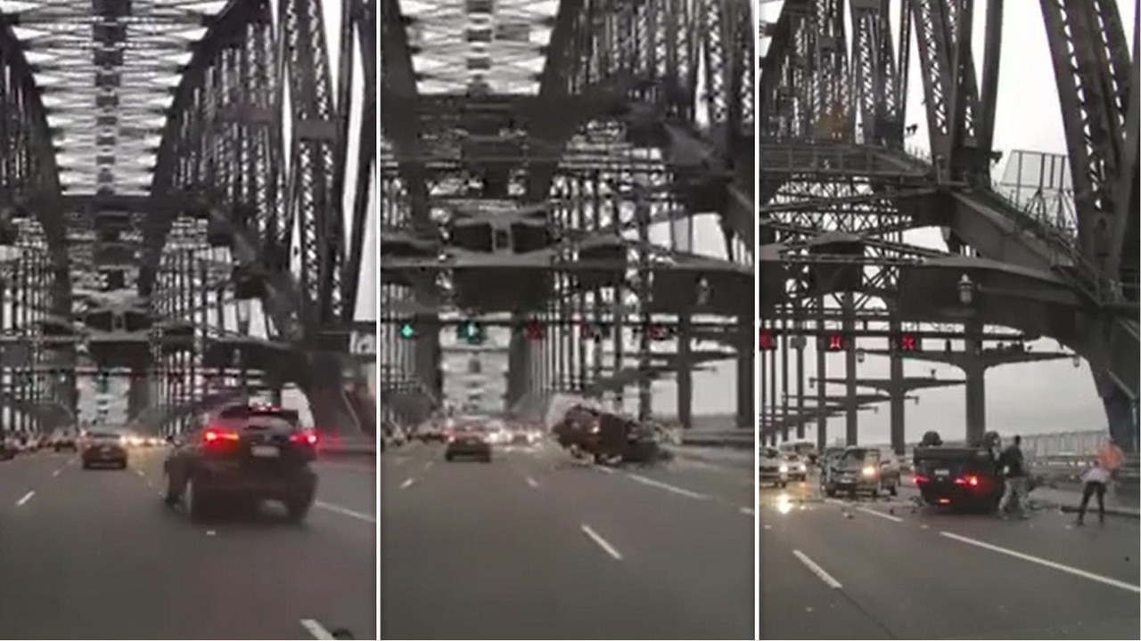 Dashcam Video Shows Sydney Harbour Bridge Crash, Car Fire | Herald Sun