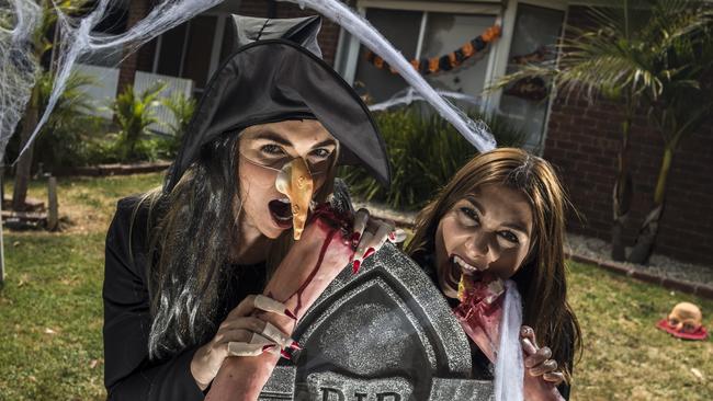 Frightful masks, fake blood and crazy costumes are increasingly common on retailers’ shelves. Picture: Christopher Chan