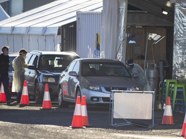 The Covid testing site at Macquarie Point, Hobart. Picture: Richard Jupe