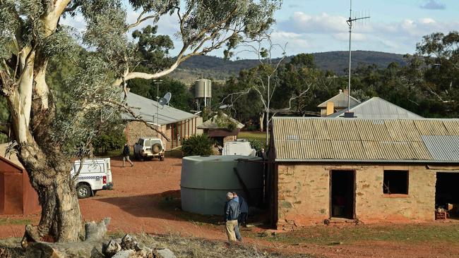 Police searching Oulnina Park Station near Mannahill for Tanja Ebert. Picture: Tom Huntley