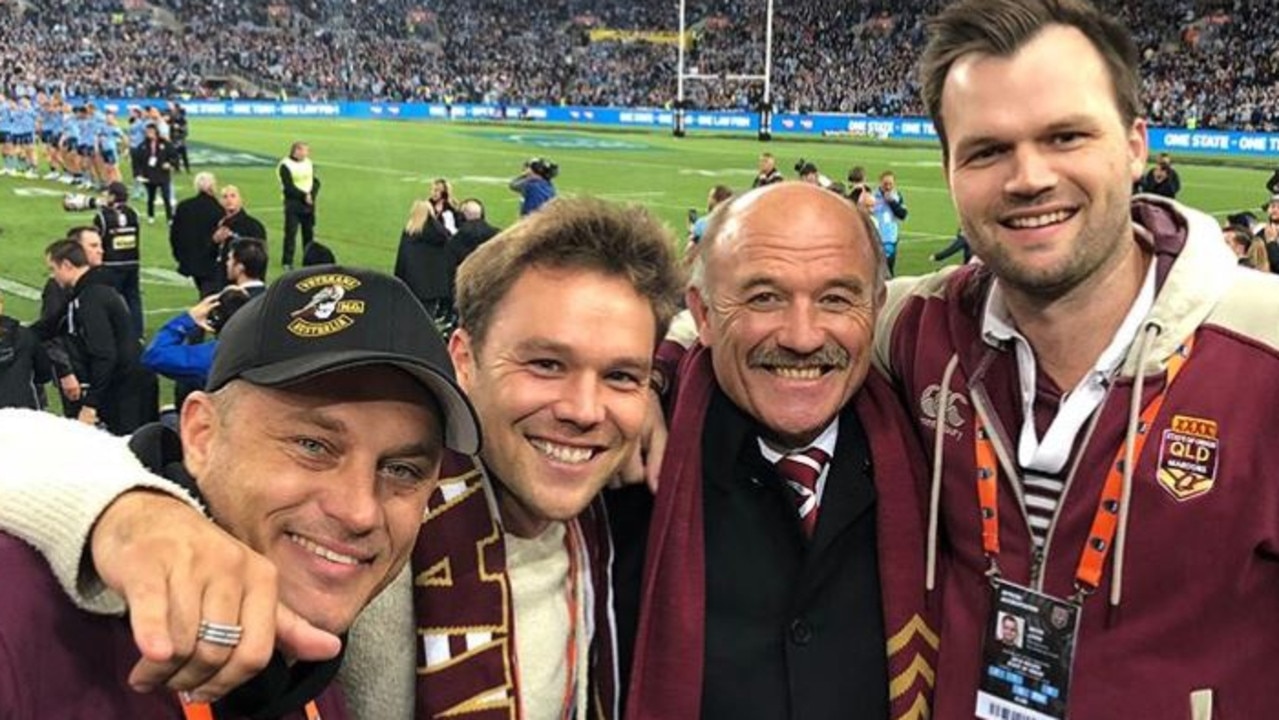 Wally Lewis at State of Origin with Mitchell Lewis (right) and Lincoln Lewis (second from left).