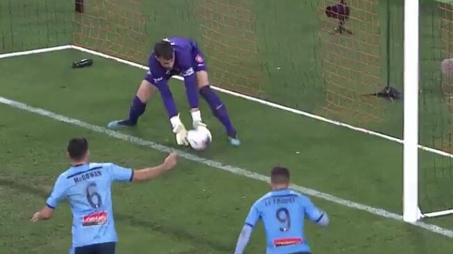 Sydney FC thought this was a goal in the derby. Credit: Fox Sports