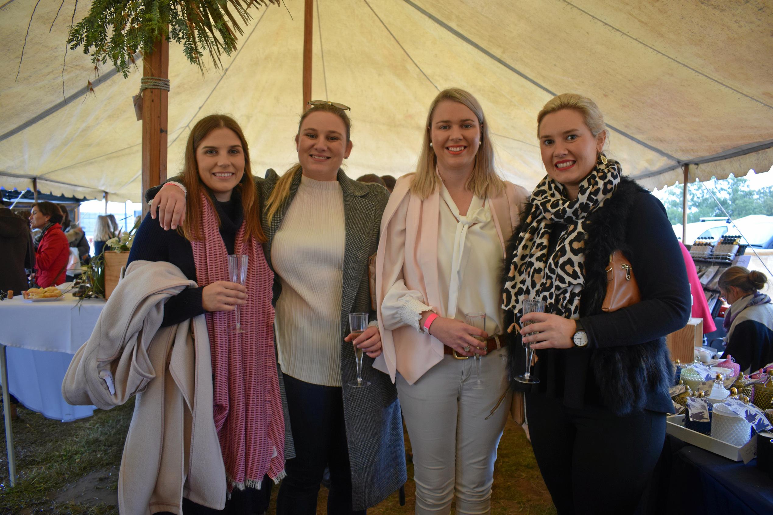 Gemma Wood, Holly Ziesemer, Courtney Hannemann, and Kate Bartlett at the Condamine Cods Annual Ladies Day, June 8. Picture: Brooke Duncan