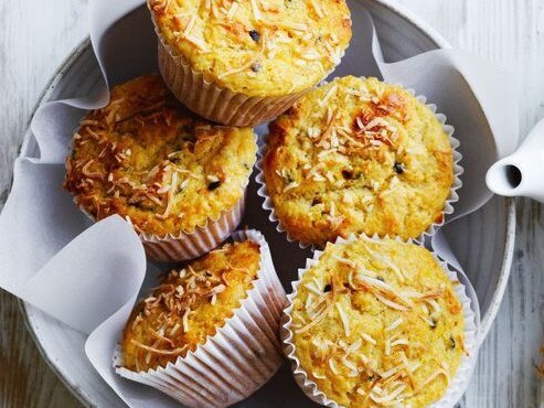 Passionfruit and coconut muffins.