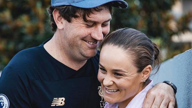 Long-term partner Garry Kissick proposed to Barty at home on the couch with their three dogs