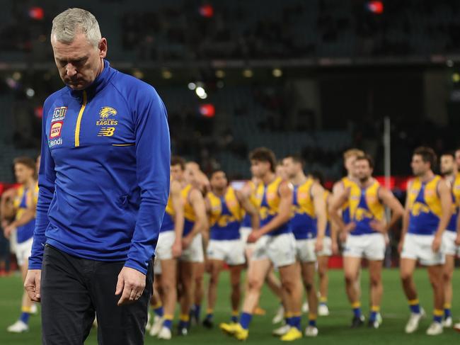 The likelihood of Adam Simpson keeping his job at West Coast is diminshing. Picture: Robert Cianflone/Getty Images