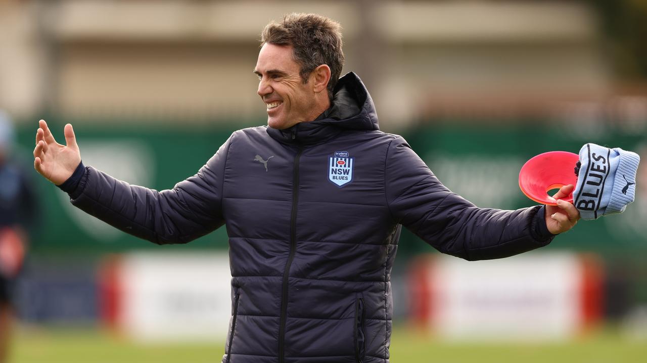 Blues coach Brad Fittler smiles during a NSW Blues State of Origin squad training session at Coogee Oval on June 03, 2022 in Sydney. Photo: Getty Images