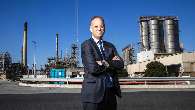 Viva Energy CEO Scott Wyatt at their Geelong refinery. Aaron Francis/The Australian