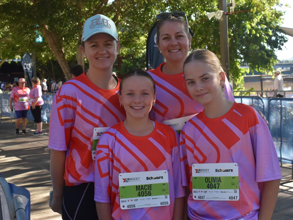 Sharon Syphers, Jana Johnson, Macie Johnson and Olivia Syphers at the annual Rocky River Run in Rockhampton on May 18, 2025.